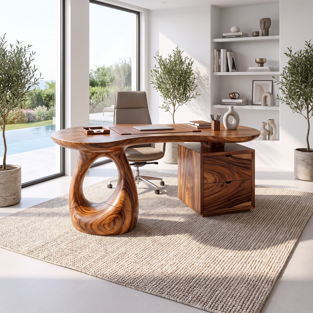 Organic Executive Desk Office Desk Writing Desk Sculptural Open Base For Home Office