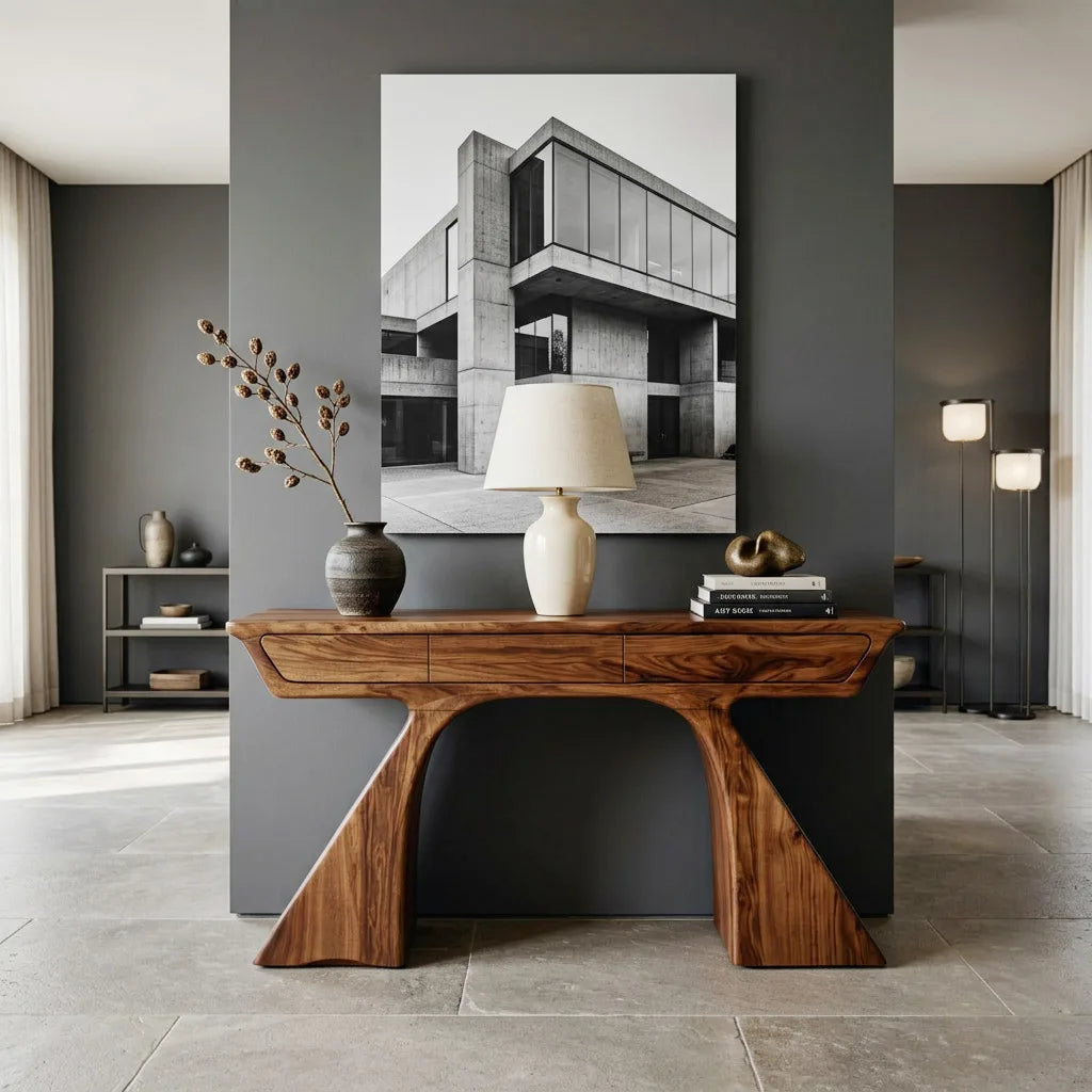 Modern Sculptural Drawer Console Table For Entryway
