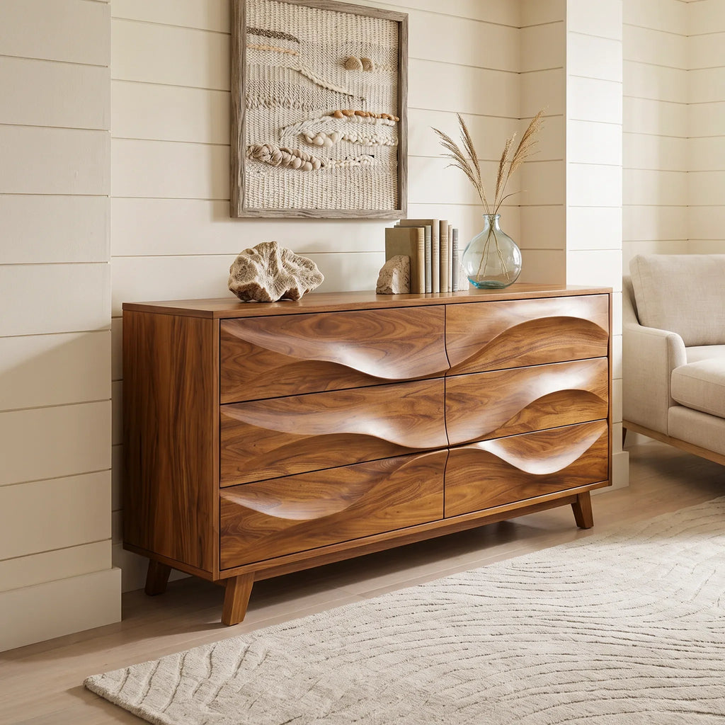 Minimalist Wave Closet Dresser For Modern Bedroom