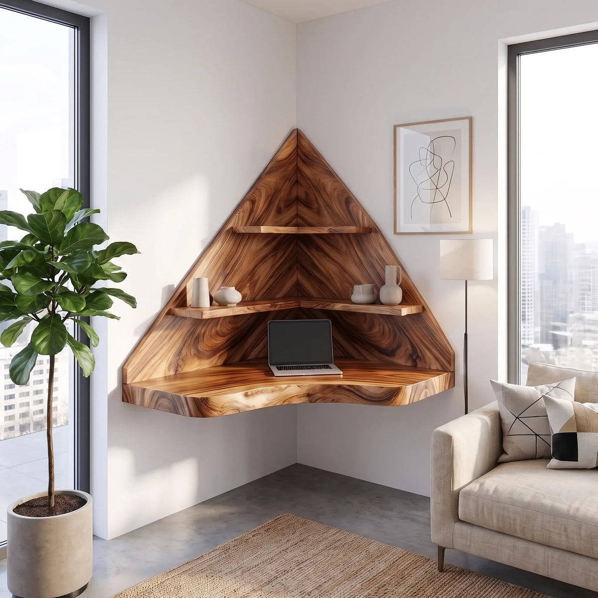 Calm Writing Desk Home Office Desk Computer Desk Corner Shelves For Living Room