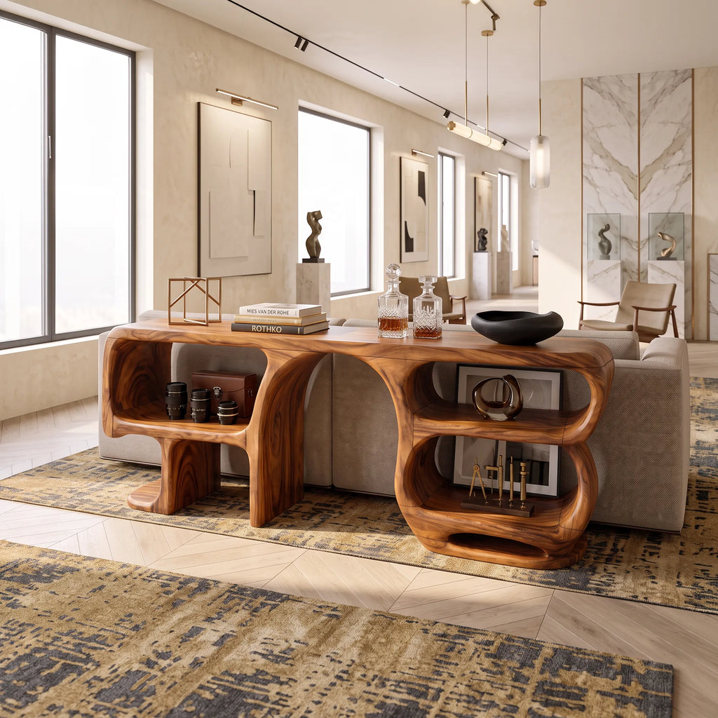 Modern Curved Frame Console For Living Room