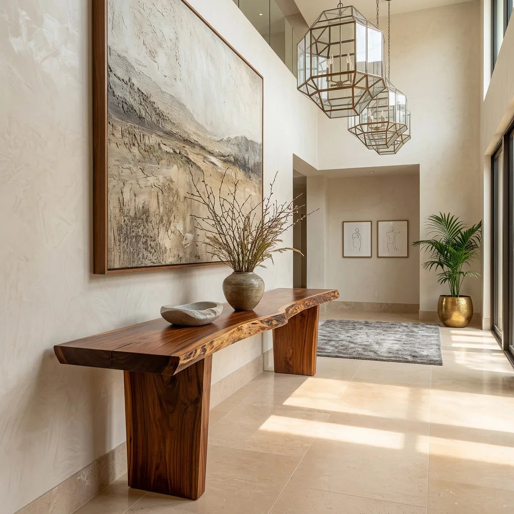 Live Edge Console Table With Slab Top For Entryway