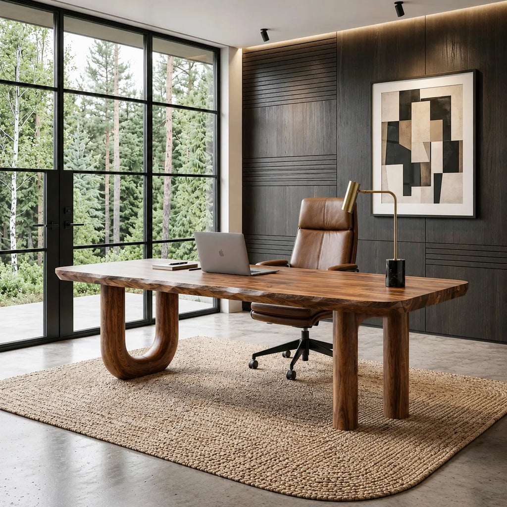Organic U-Shaped Leg Desk For Home Office