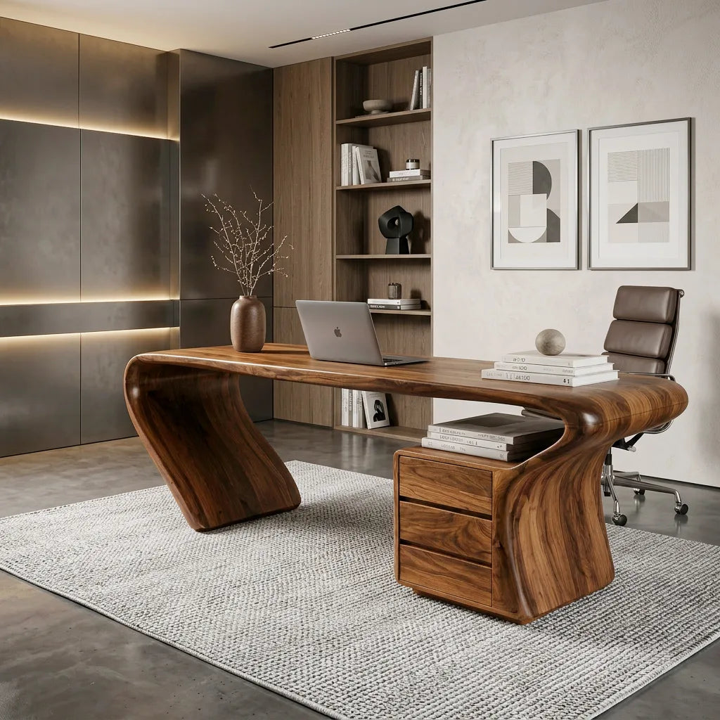 Organic Sculptural Curved Leg Desk For Home Office