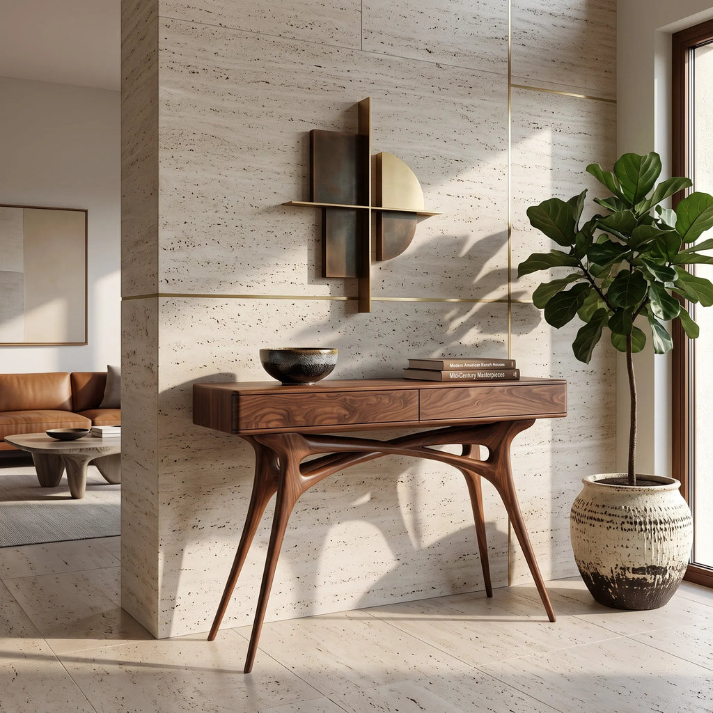 Contemporary Sculptural Console Table With Drawers For Hallway
