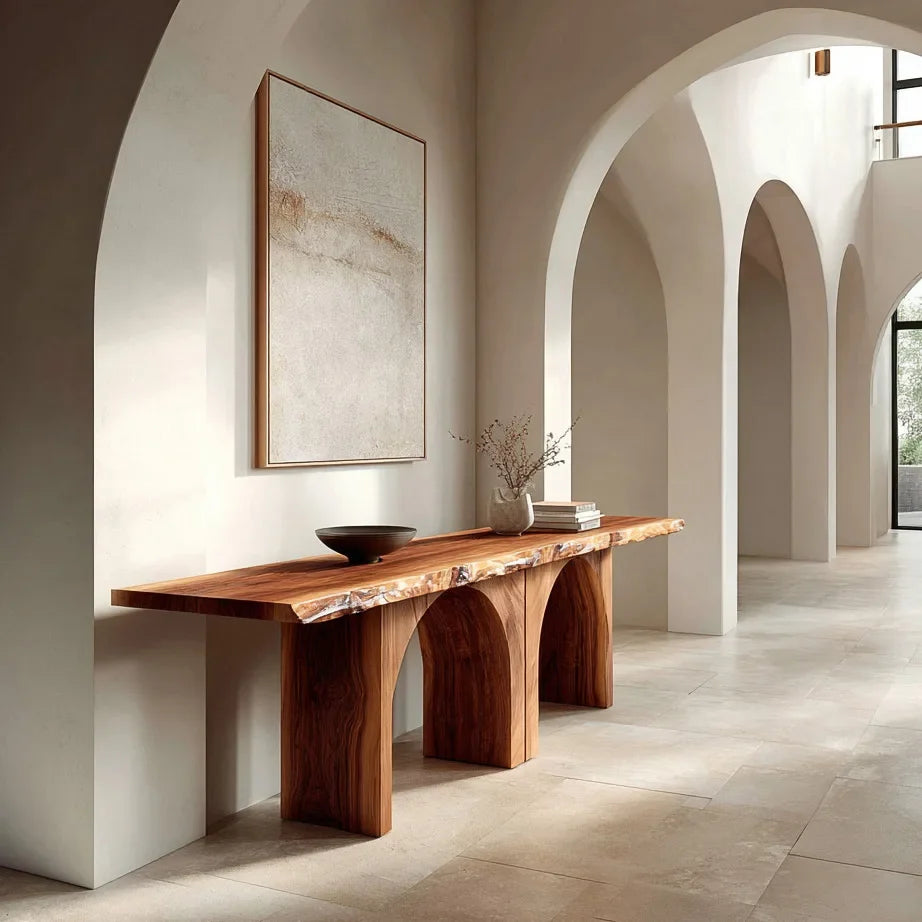Modern Live Edge Wooden Console Table For Hallway