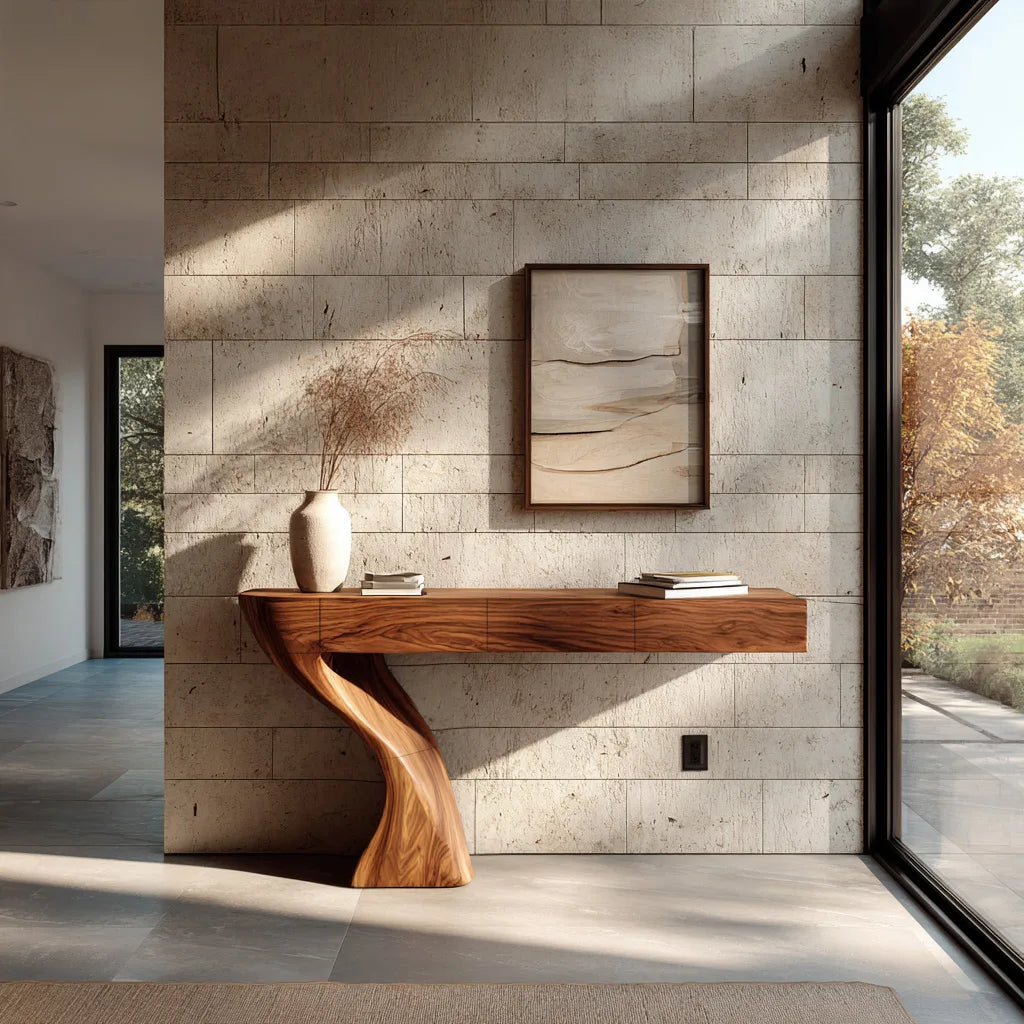 Contemporary Sculptural Console Table With Drawers For Entryway