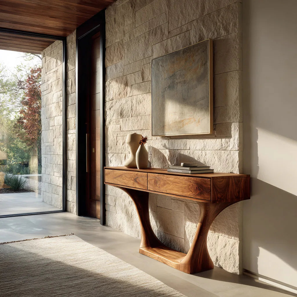 Minimalist Sculptural Drawer Console Table For Entryway