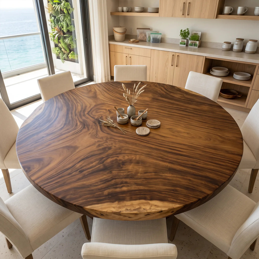 Organic Modern Round Dining Table Top 8 Seater