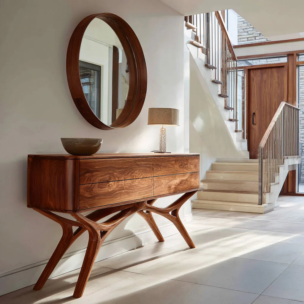 Modern Organic Wooden Console Table For Foyer