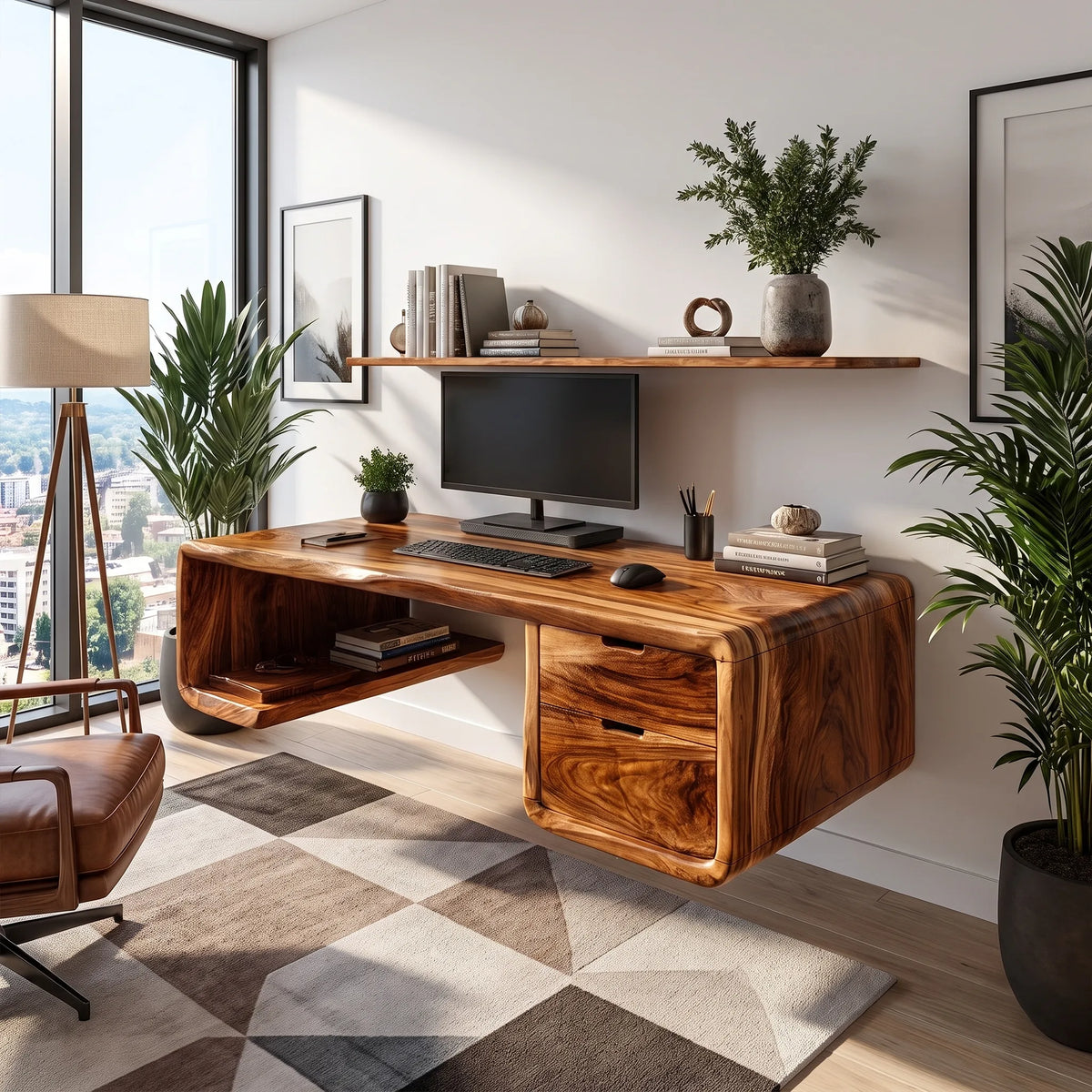 Refined Office Desk Writing Desk Home Office Desk With Three Drawers For Study Room