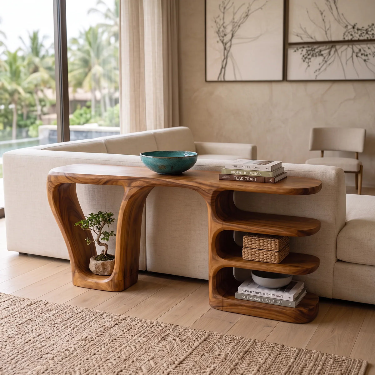 Minimalist Layered Console Table For Living Room