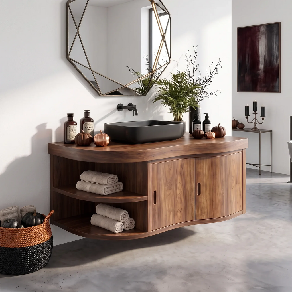Mid Century Pumpkin Wall Mounted Bathroom Vanity