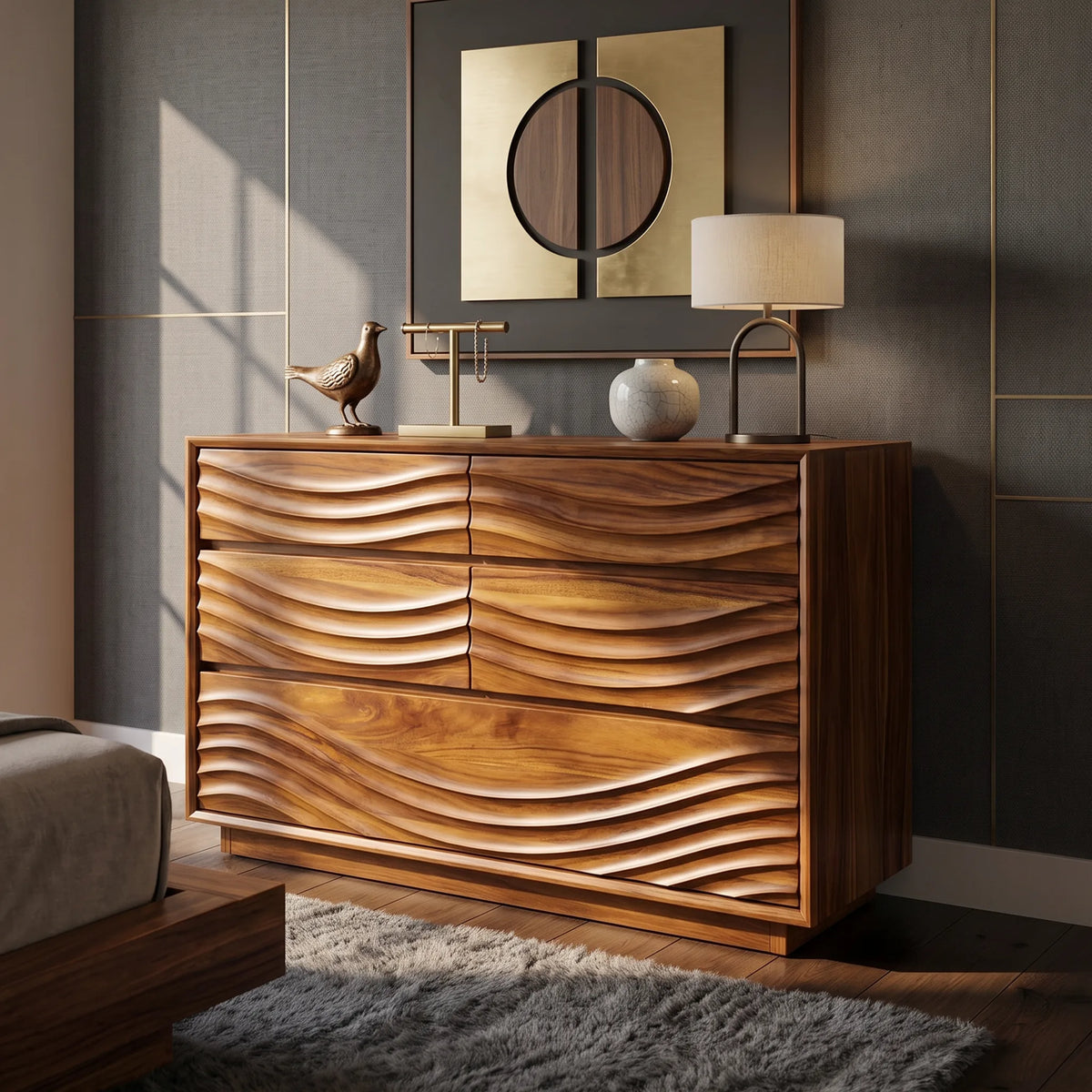 Contemporary Ripple Nursery Dresser For Baby Room