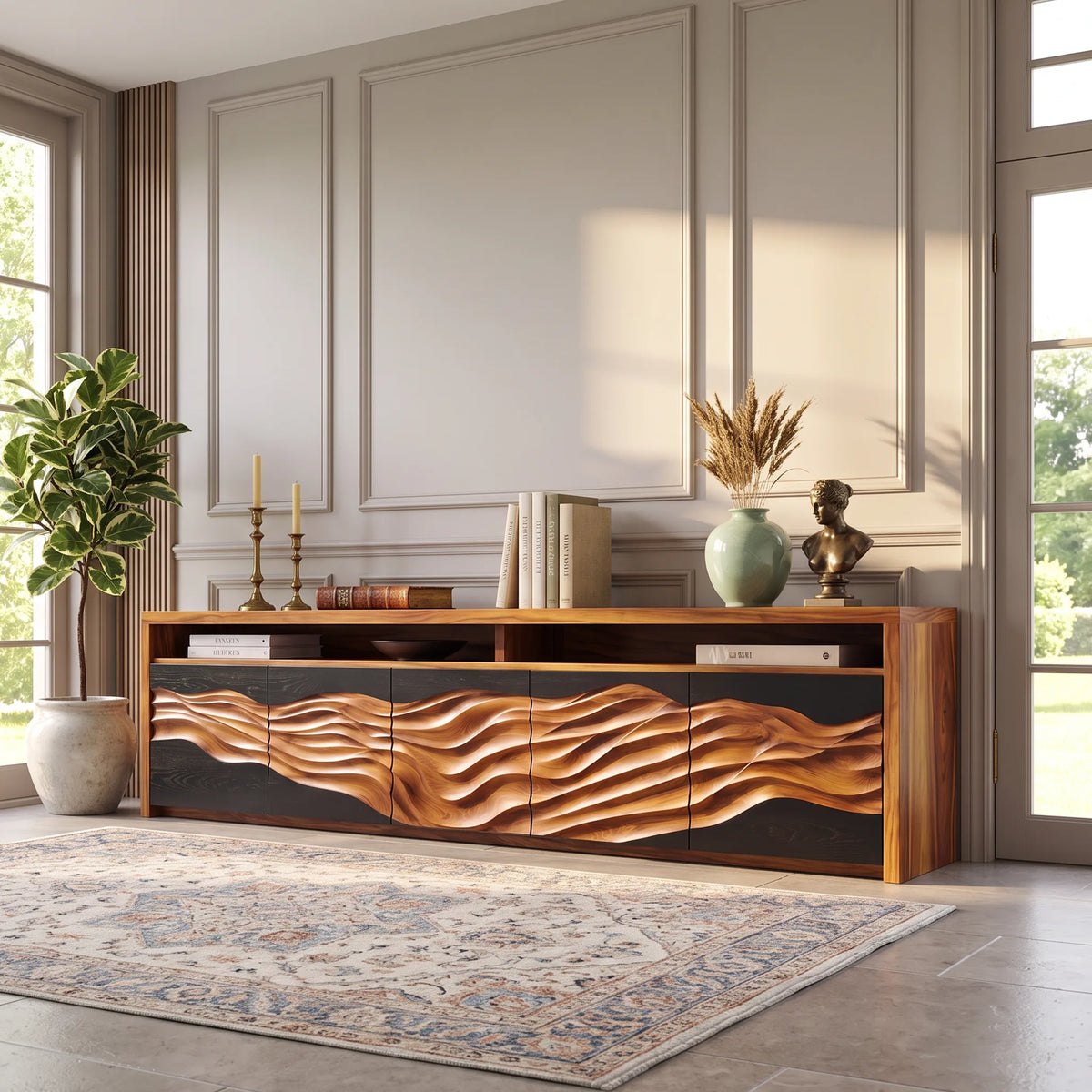 Mid Century Fluted Front Buffet Modern Living Room