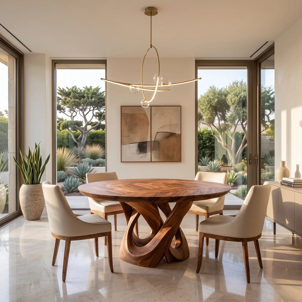 Modern Sculptural Round Dining Table For Dining Room
