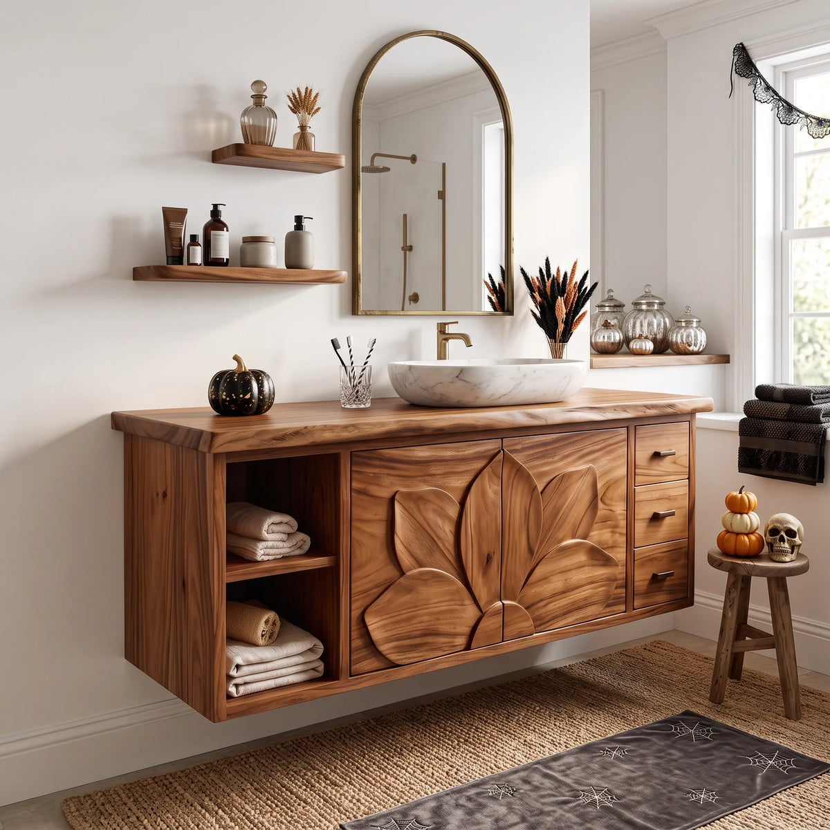 Farmhouse Skull Storage Bathroom Vanity Country Retreat