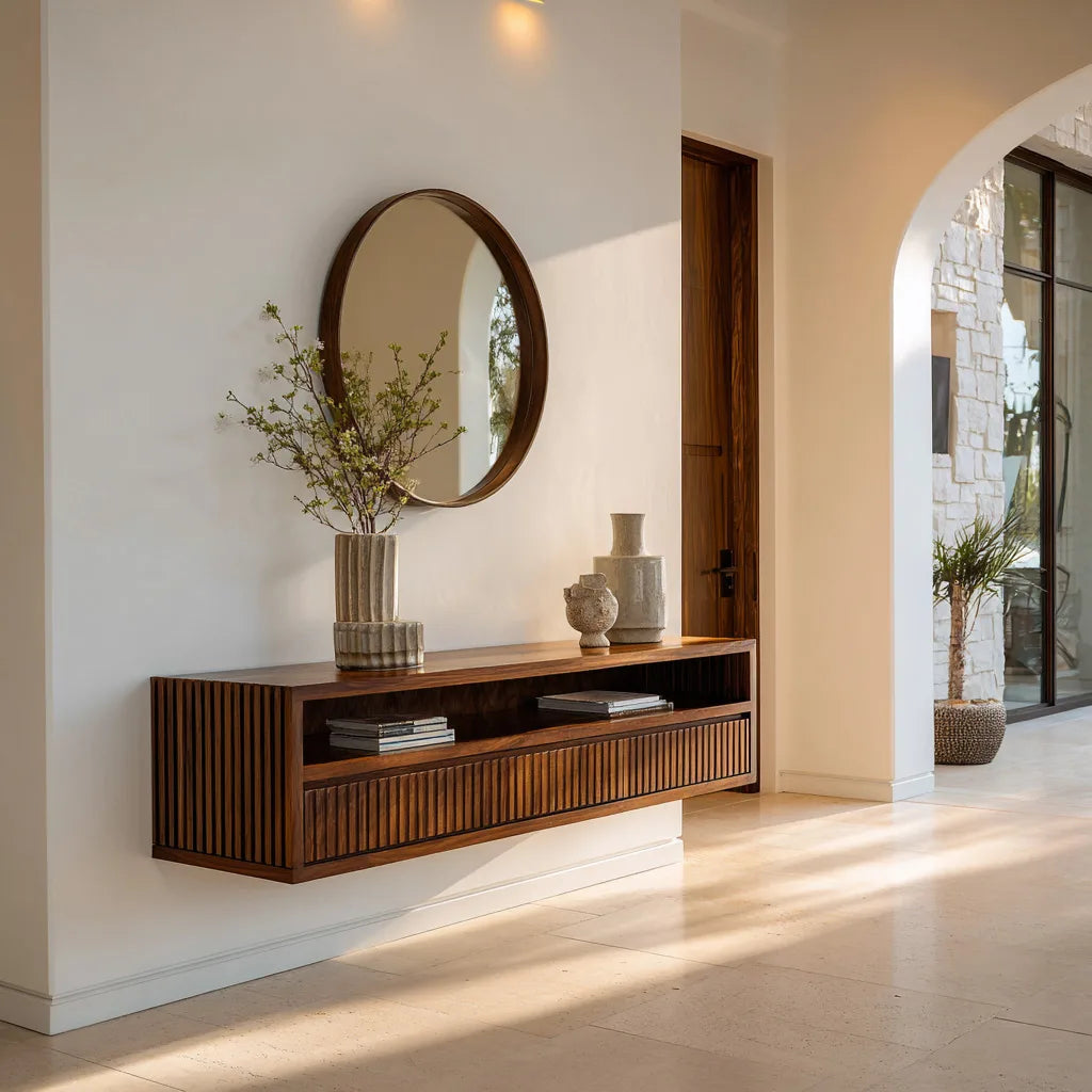 Contemporary Floating Storage Console Table For Hallway