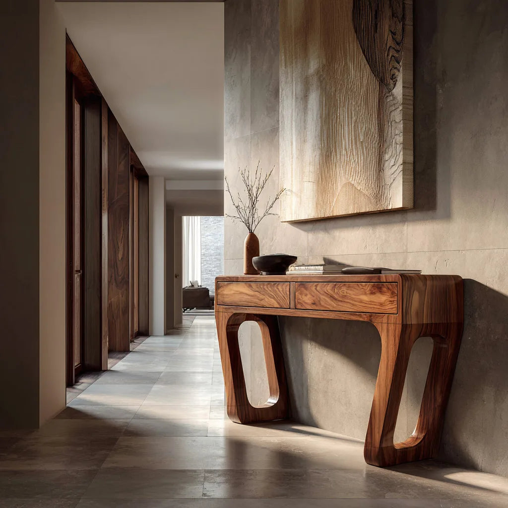 Modern Sculptural Open Leg Console Table For Hallway