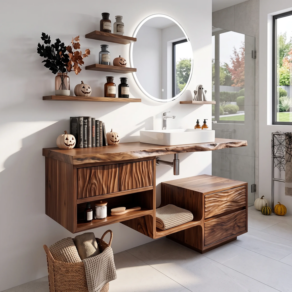 Mid Century Pumpkin Bathroom Vanity Modern Ensuite