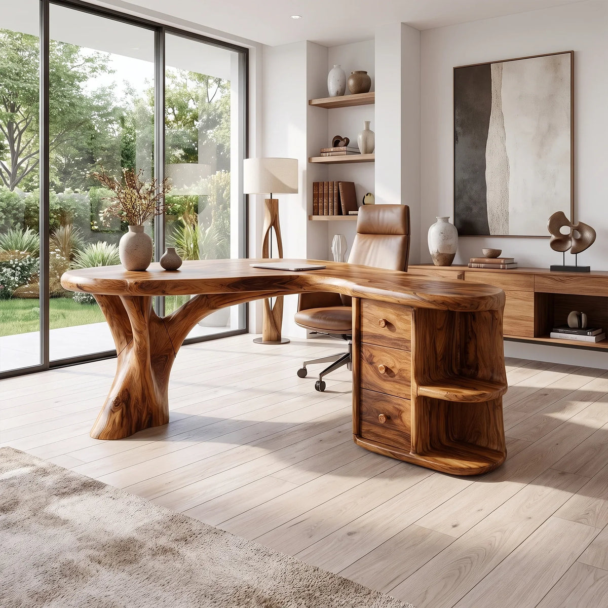 Organic Office Desk Executive Desk Writing Desk With Three Drawers For Executive Office