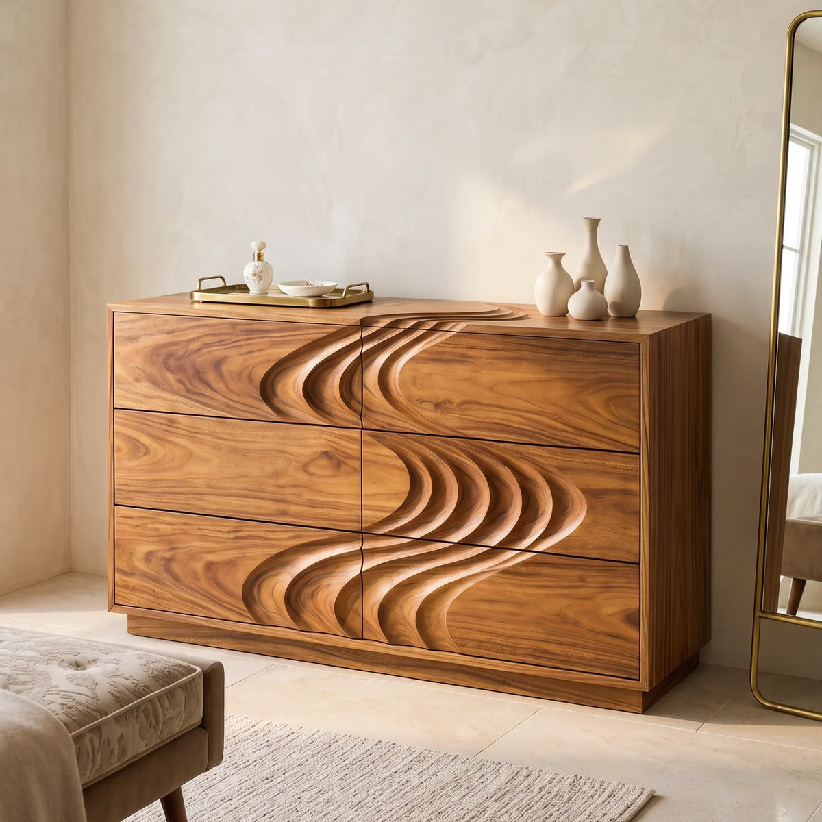 Minimalist Contour Dresser Table For Guest Bedroom