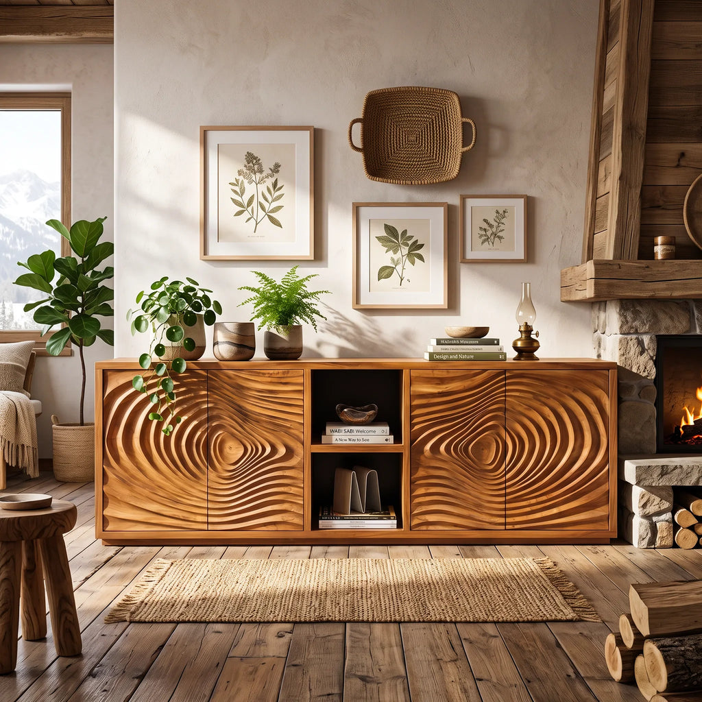 Handcrafted Organic Wave Sideboard Modern Dining Room