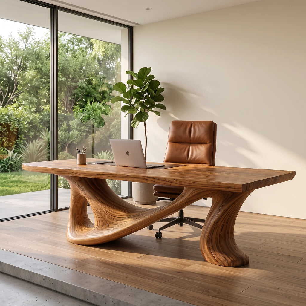 Contemporary Writing Desk Sculptural Base For Designer Office