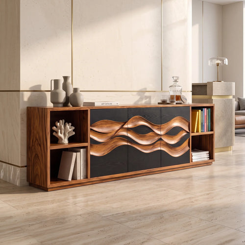 Contemporary Fluted Sideboard Bright Entryway Foyer