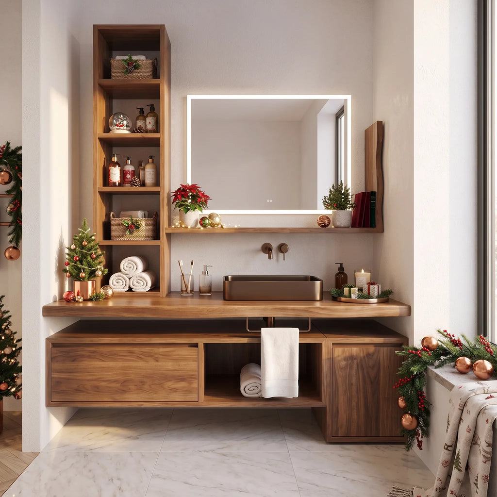 Handcrafted Scandinavian Christmas Floating Vanity Holiday Cottage