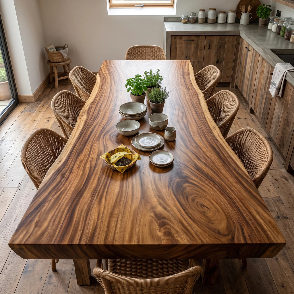 Rustic Live Edge Dining Table Top 8 Seater
