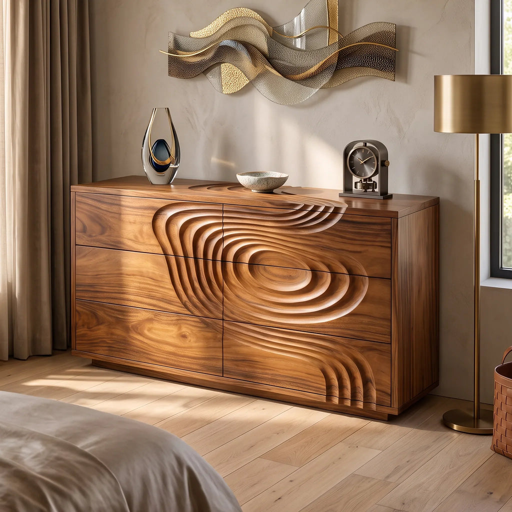 Organic Ripple Dresser For Contemporary Bedroom Interior