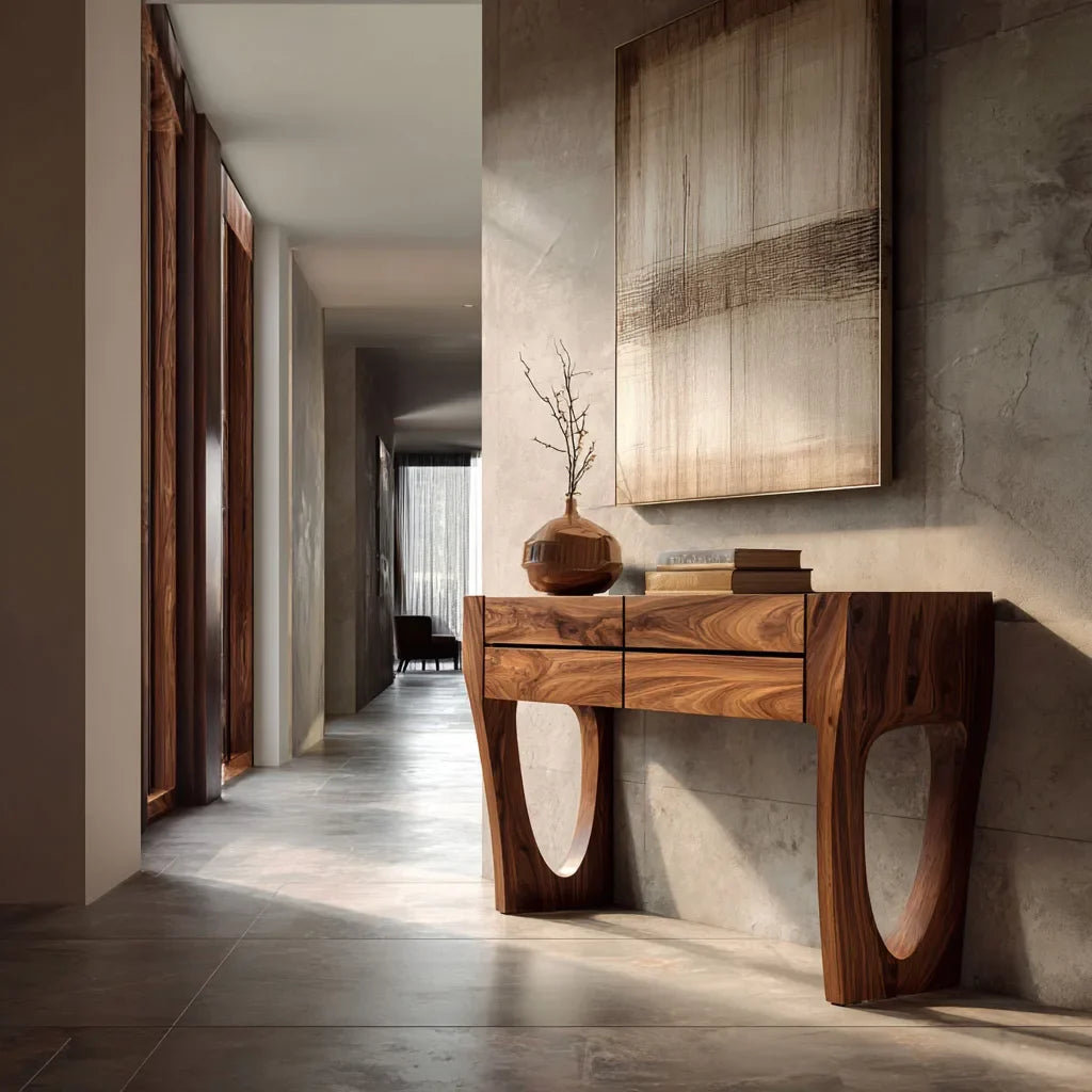 Contemporary Sculptural Drawer Console Table For Hallway