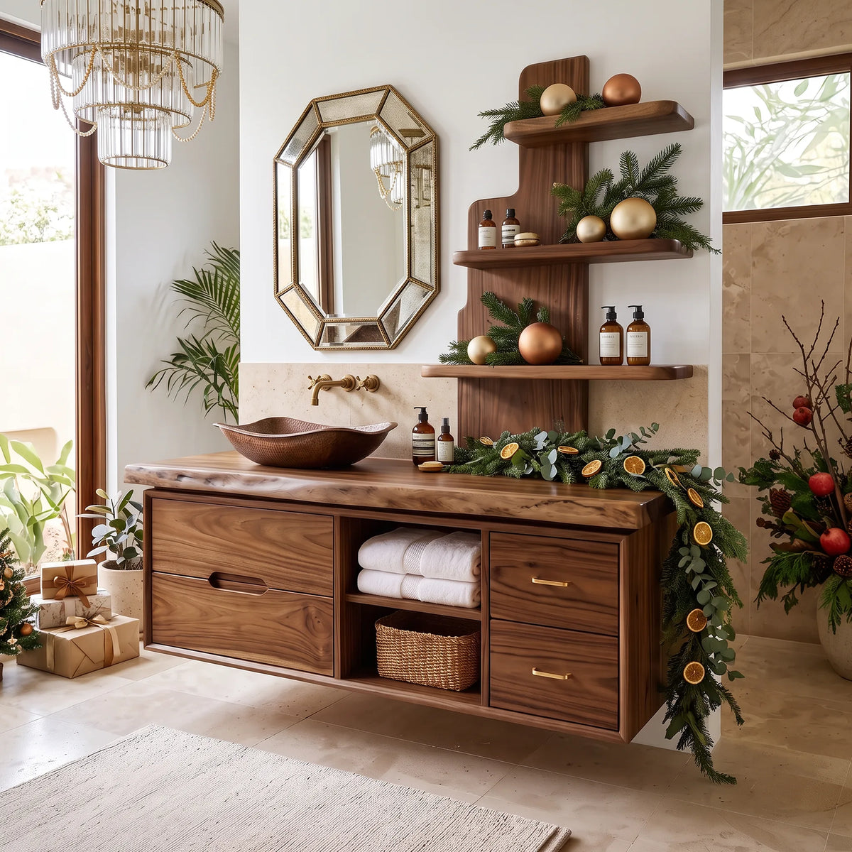 Mid Century Xmas Storage Bathroom Vanity City Apartment