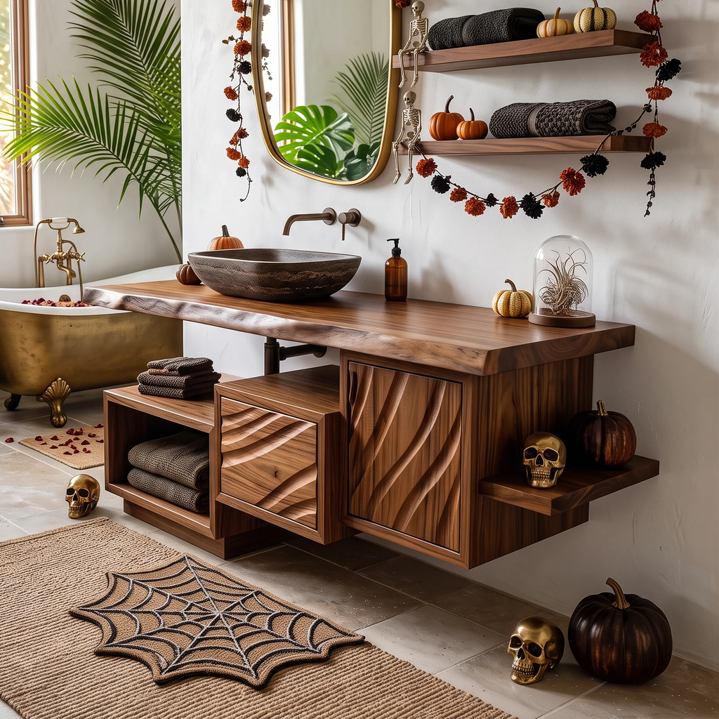 Rustic Skull Floating Bathroom Vanity Spa Bathroom