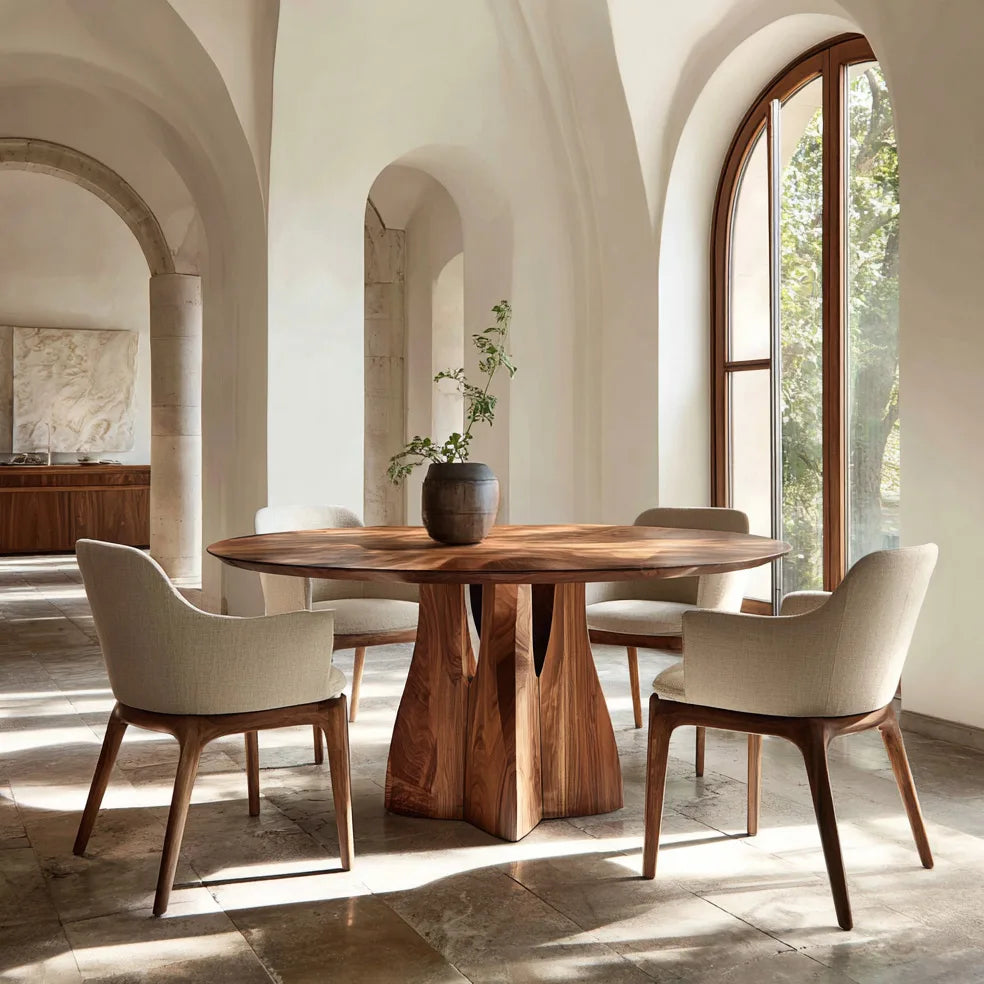 Contemporary Pedestal Round Dining Table For Dining Room
