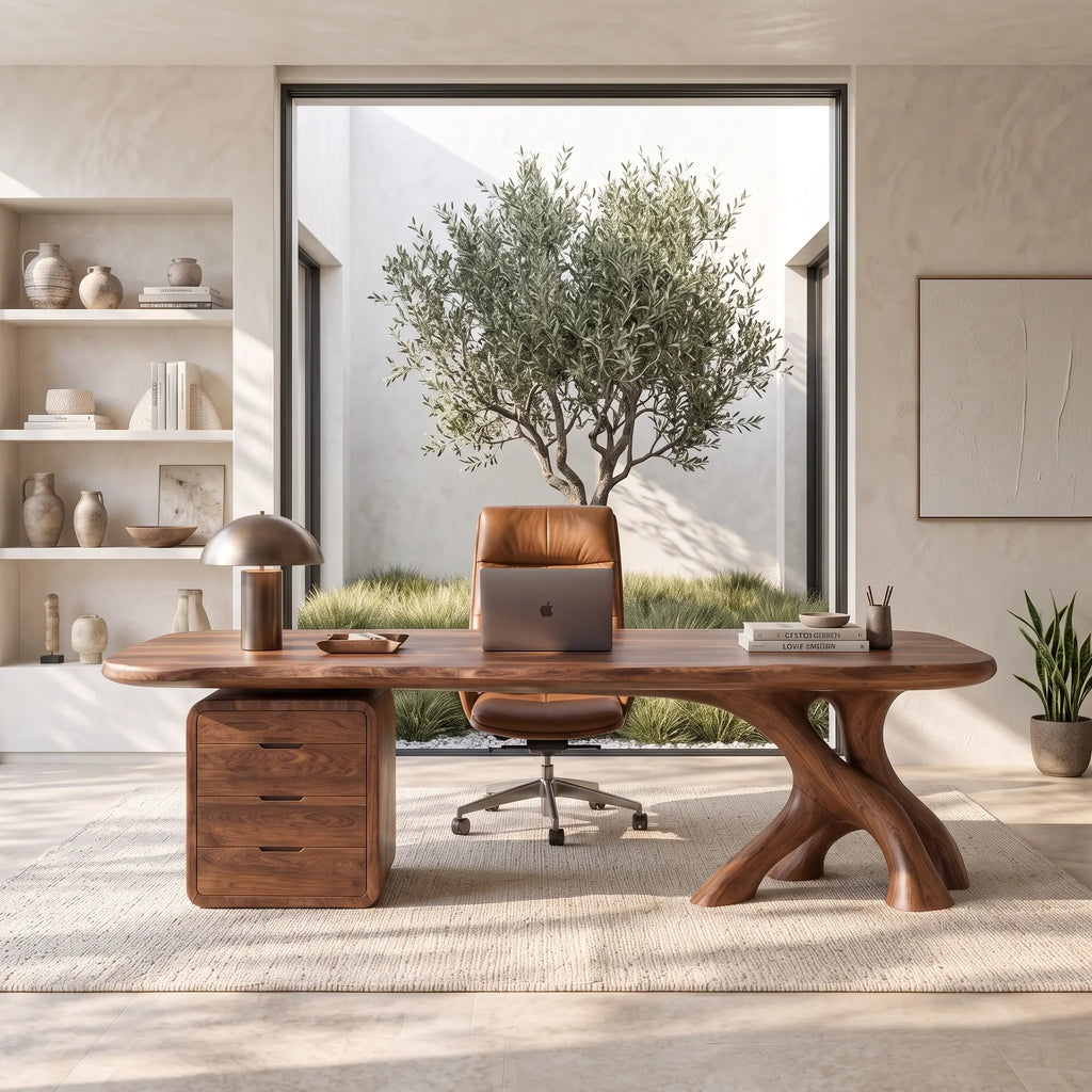 Modern Executive Desk Sculptural Base With Drawers Executive Office