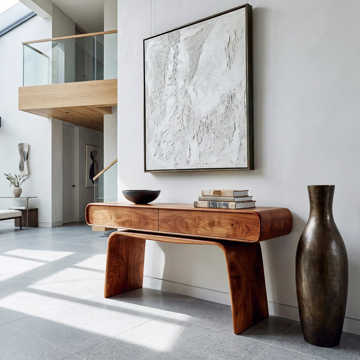 Modern Curved Drawer Console Table For Entryway
