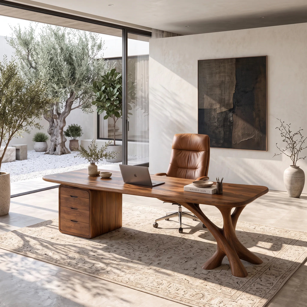 Luxury Office Desk Sculptural Base With Storage Executive Suite