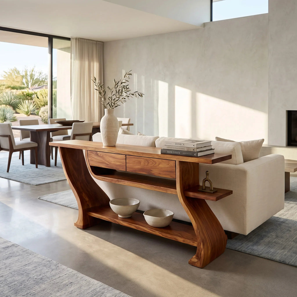 Organic Modern Table Behind Sofa For Living Room
