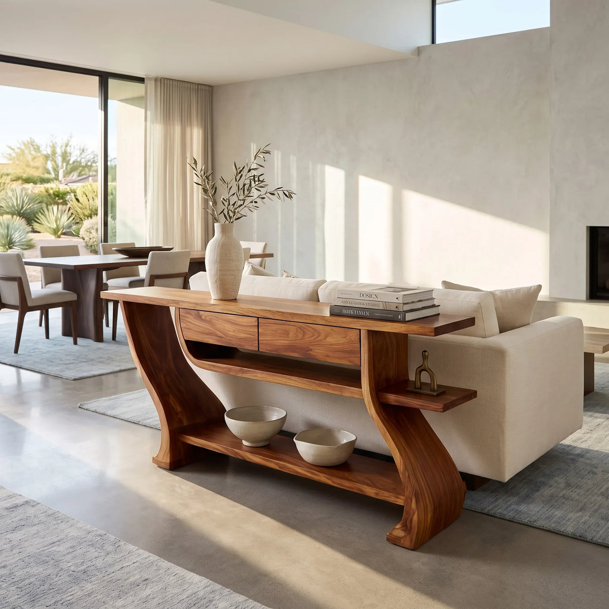 Organic Modern Table Behind Sofa For Living Room