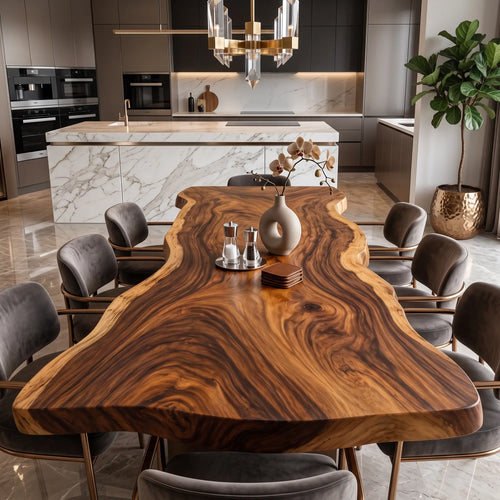 Contemporary Live Edge Wood Table Top Modern Kitchen