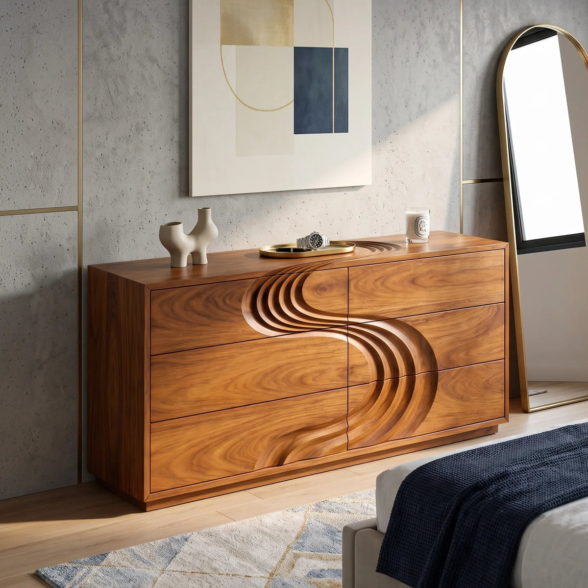 Mid Century Contour Dresser Drawer For Bedroom