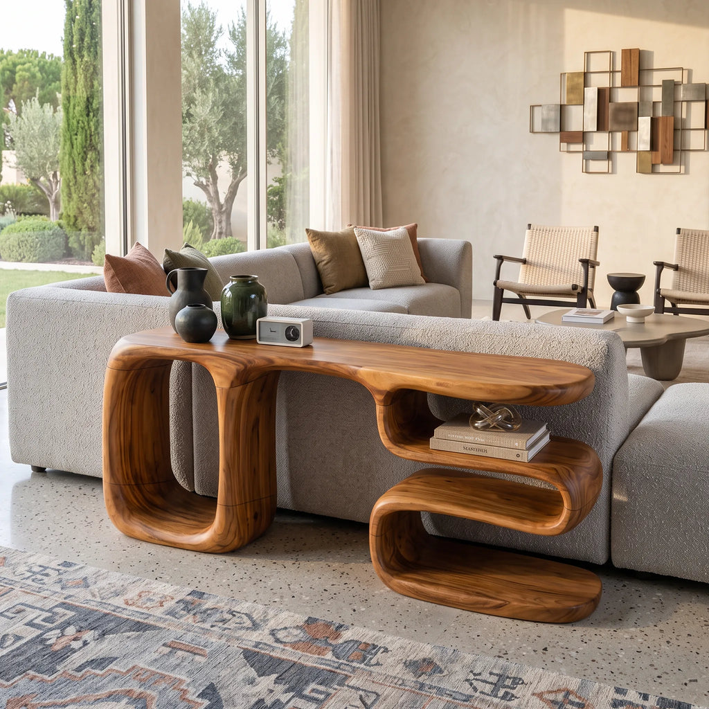 Modern Rounded Cabinet Console For Elegant Entryway