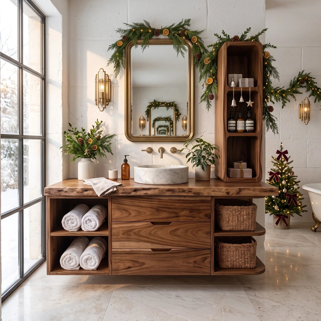 Organic Modern Nutcracker Bathroom Vanity Wellness Room