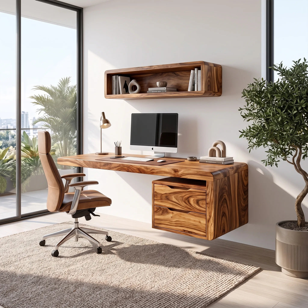 Serene Computer Desk Home Office Desk Office Desk With Drawers Floating Design For Home Office