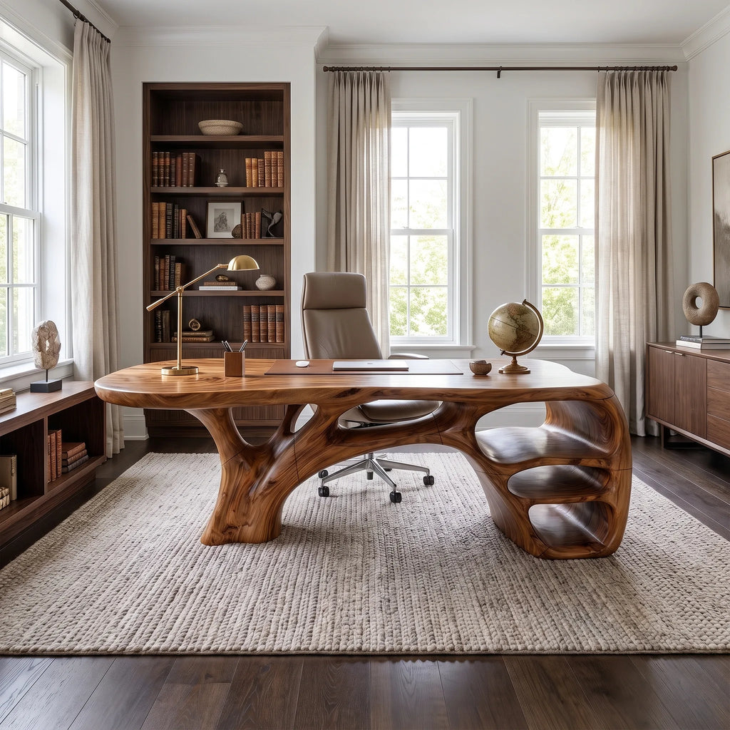 Timeless Executive Desk Office Desk Writing Desk Open Shelves For Home Office