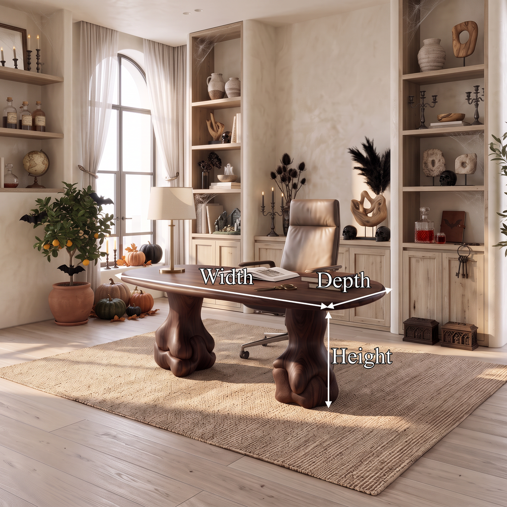 Organic Halloween Wood Desk With Flowing Arch Frame For Office