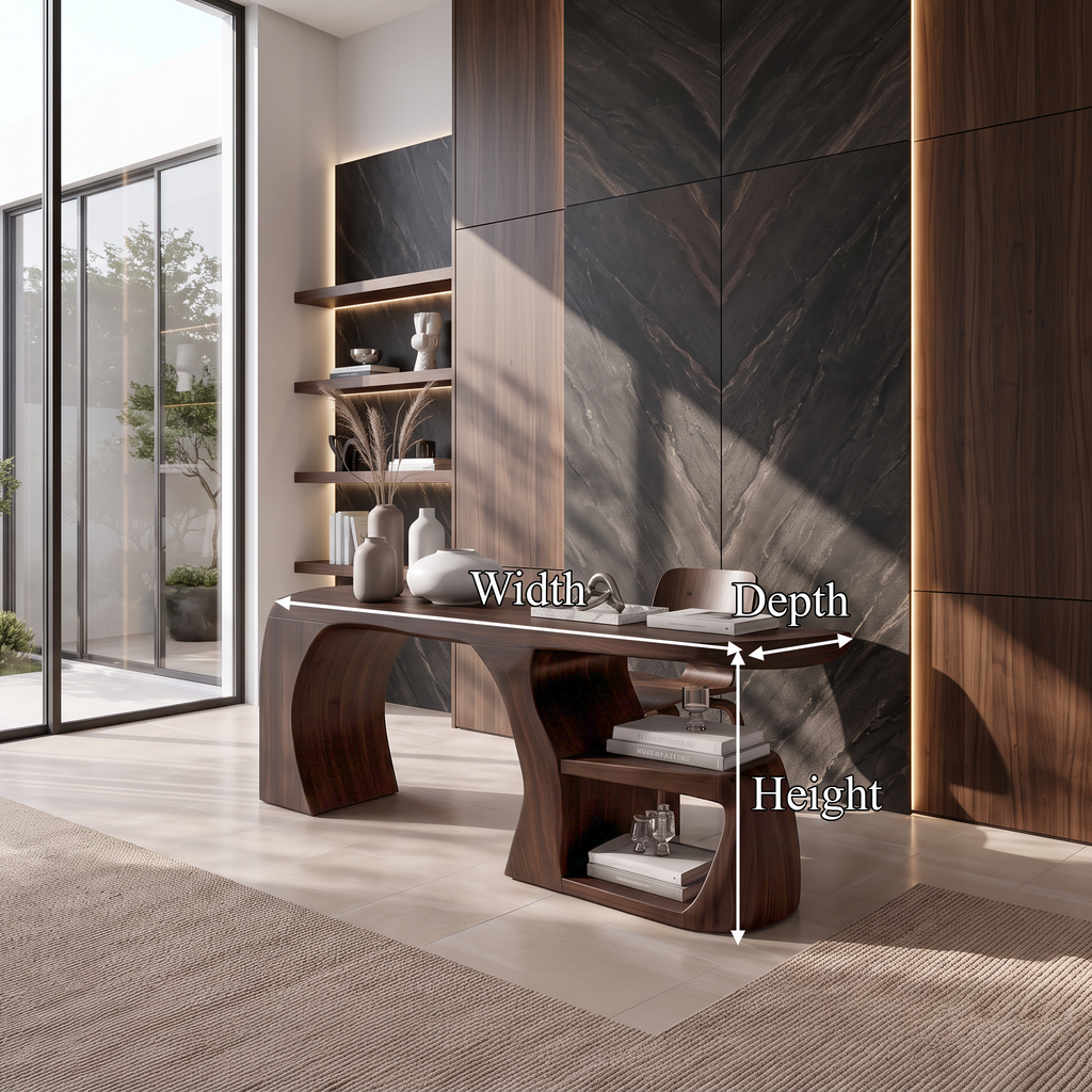 Modern Wood Desk With Floating Drawers For Office