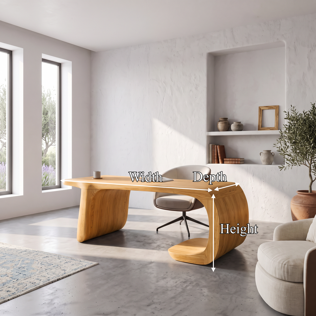 Minimalist Writing Desk With Clean Symmetrical Base For Home Office